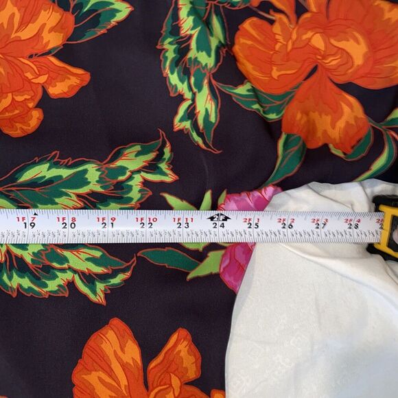 Express Floral Satin Short Sleeve Loose Boxy Blouse Medium - Picture 7 of 9